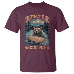 Protect Our National Parks T Shirt Parks Not Profits Bear Retro Graphic TS02 Maroon Print Your Wear