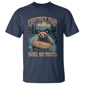 Protect Our National Parks T Shirt Parks Not Profits Bear Retro Graphic TS02 Navy Print Your Wear