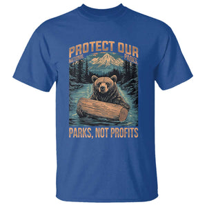 Protect Our National Parks T Shirt Parks Not Profits Bear Retro Graphic TS02 Royal Blue Print Your Wear