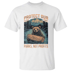 Protect Our National Parks T Shirt Parks Not Profits Bear Retro Graphic TS02 White Print Your Wear