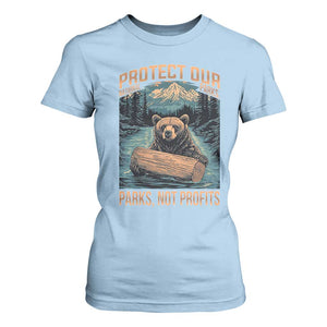 Protect Our National Parks T Shirt For Women Parks Not Profits Bear Retro Graphic TS02 Light Blue Print Your Wear