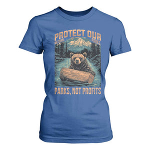 Protect Our National Parks T Shirt For Women Parks Not Profits Bear Retro Graphic TS02 Royal Blue Print Your Wear