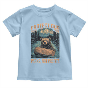 Protect Our National Parks Toddler T Shirt Parks Not Profits Bear Retro Graphic TS02 Light Blue Print Your Wear