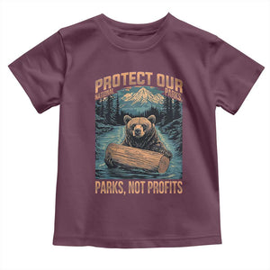 Protect Our National Parks Toddler T Shirt Parks Not Profits Bear Retro Graphic TS02 Maroon Print Your Wear