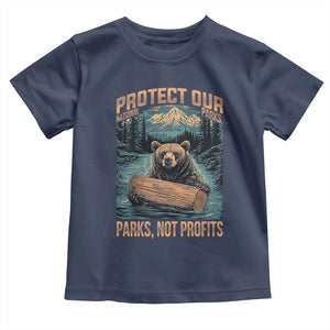 Protect Our National Parks Toddler T Shirt Parks Not Profits Bear Retro Graphic TS02 Navy Print Your Wear