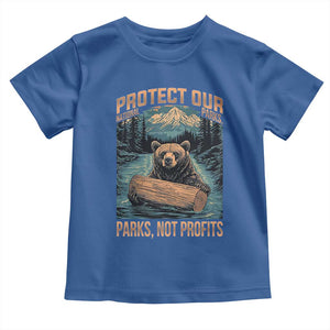 Protect Our National Parks Toddler T Shirt Parks Not Profits Bear Retro Graphic TS02 Royal Blue Print Your Wear