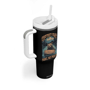 Protect Our National Parks Tumbler With Handle Parks Not Profits Bear Retro Graphic TS02 Print Your Wear
