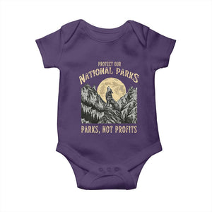 Protect Our National Parks Baby Onesie Parks Not Profits Wolf Retro Graphic TS02 Purple Print Your Wear