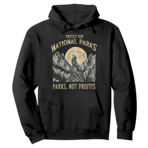 Protect Our National Parks Hoodie Parks Not Profits Wolf Retro Graphic TS02 Black Print Your Wear