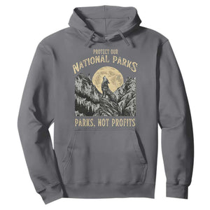 Protect Our National Parks Hoodie Parks Not Profits Wolf Retro Graphic TS02 Charcoal Print Your Wear