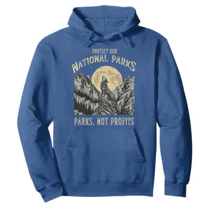 Protect Our National Parks Hoodie Parks Not Profits Wolf Retro Graphic TS02 Royal Blue Print Your Wear