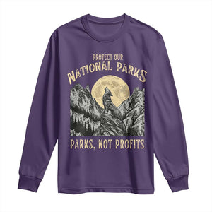 Protect Our National Parks Long Sleeve Shirt Parks Not Profits Wolf Retro Graphic TS02 Purple Print Your Wear