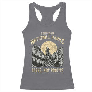 Protect Our National Parks Racerback Tank Top Parks Not Profits Wolf Retro Graphic TS02 Charcoal Print Your Wear