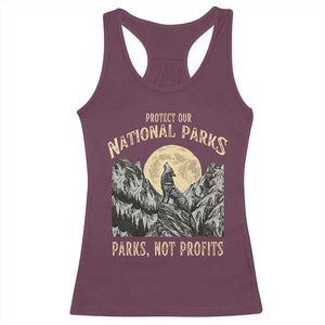 Protect Our National Parks Racerback Tank Top Parks Not Profits Wolf Retro Graphic TS02 Maroon Print Your Wear