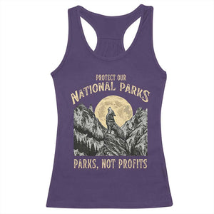 Protect Our National Parks Racerback Tank Top Parks Not Profits Wolf Retro Graphic TS02 Purple Print Your Wear