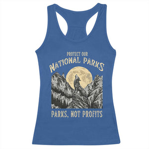 Protect Our National Parks Racerback Tank Top Parks Not Profits Wolf Retro Graphic TS02 Royal Blue Print Your Wear