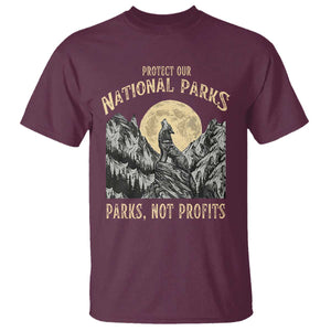 Protect Our National Parks T Shirt Parks Not Profits Wolf Retro Graphic TS02 Maroon Print Your Wear