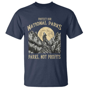 Protect Our National Parks T Shirt Parks Not Profits Wolf Retro Graphic TS02 Navy Print Your Wear