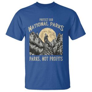 Protect Our National Parks T Shirt Parks Not Profits Wolf Retro Graphic TS02 Royal Blue Print Your Wear