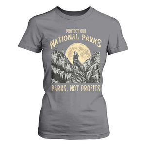 Protect Our National Parks T Shirt For Women Parks Not Profits Wolf Retro Graphic TS02 Charcoal Print Your Wear