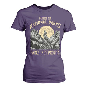 Protect Our National Parks T Shirt For Women Parks Not Profits Wolf Retro Graphic TS02 Purple Print Your Wear