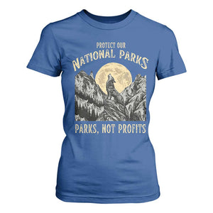 Protect Our National Parks T Shirt For Women Parks Not Profits Wolf Retro Graphic TS02 Royal Blue Print Your Wear