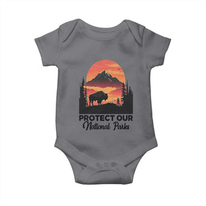 Protect Our National Parks Baby Onesie Bison Buffalo Vintage Graphic TS02 Charcoal Print Your Wear