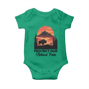 Protect Our National Parks Baby Onesie Bison Buffalo Vintage Graphic TS02 Irish Green Print Your Wear