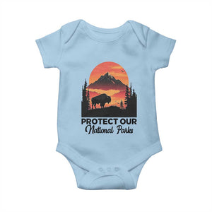 Protect Our National Parks Baby Onesie Bison Buffalo Vintage Graphic TS02 Light Blue Print Your Wear