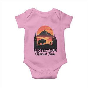 Protect Our National Parks Baby Onesie Bison Buffalo Vintage Graphic TS02 Light Pink Print Your Wear