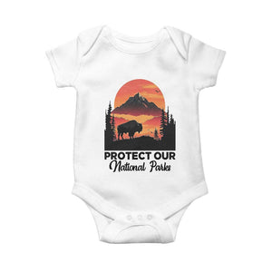 Protect Our National Parks Baby Onesie Bison Buffalo Vintage Graphic TS02 White Print Your Wear