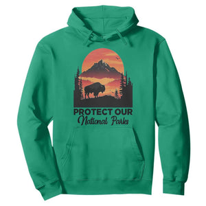 Protect Our National Parks Hoodie Bison Buffalo Vintage Graphic TS02 Irish Green Print Your Wear