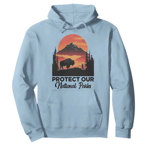 Protect Our National Parks Hoodie Bison Buffalo Vintage Graphic TS02 Light Blue Print Your Wear