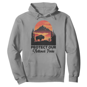 Protect Our National Parks Hoodie Bison Buffalo Vintage Graphic TS02 Sport Gray Print Your Wear