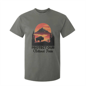 Protect Our National Parks T Shirt For Kid Bison Buffalo Vintage Graphic TS02 Military Green Print Your Wear