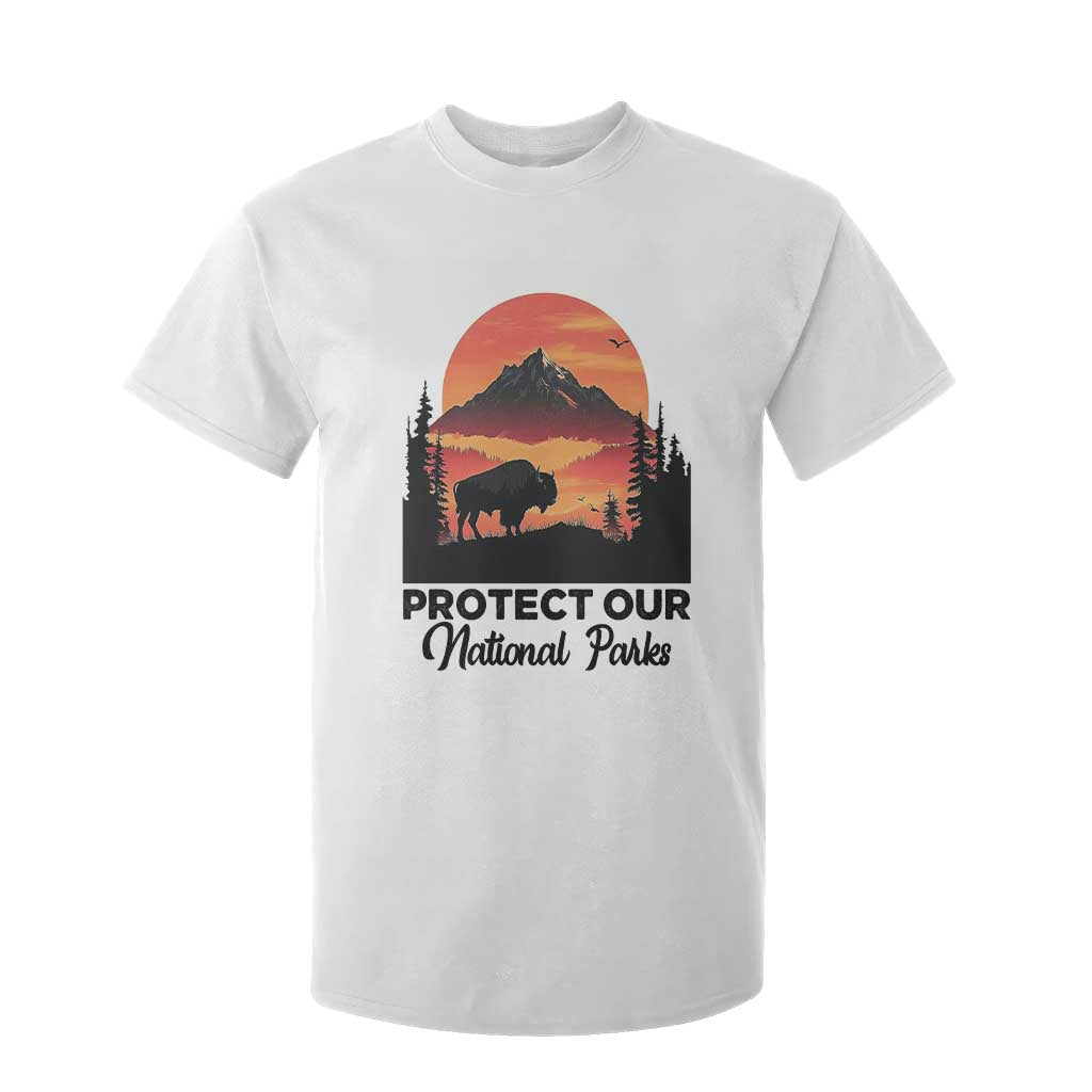 Protect Our National Parks T Shirt For Kid Bison Buffalo Vintage Graphic TS02 White Print Your Wear