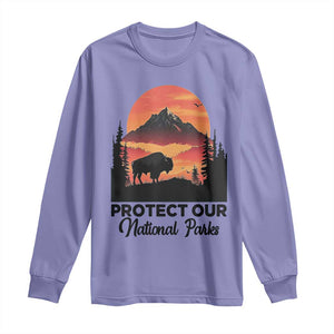 Protect Our National Parks Long Sleeve Shirt Bison Buffalo Vintage Graphic TS02 Violet Print Your Wear