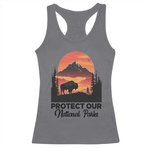 Protect Our National Parks Racerback Tank Top Bison Buffalo Vintage Graphic TS02 Charcoal Print Your Wear