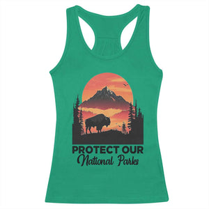 Protect Our National Parks Racerback Tank Top Bison Buffalo Vintage Graphic TS02 Irish Green Print Your Wear