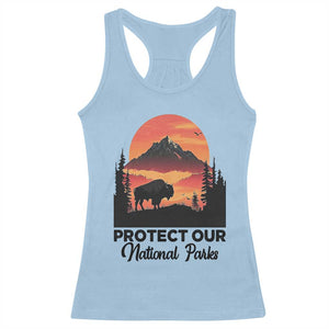 Protect Our National Parks Racerback Tank Top Bison Buffalo Vintage Graphic TS02 Light Blue Print Your Wear