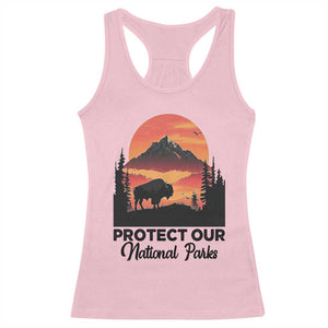 Protect Our National Parks Racerback Tank Top Bison Buffalo Vintage Graphic TS02 Light Pink Print Your Wear