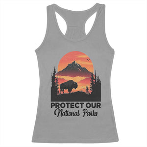 Protect Our National Parks Racerback Tank Top Bison Buffalo Vintage Graphic TS02 Sport Gray Print Your Wear