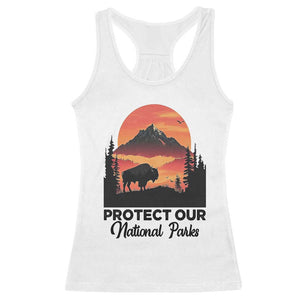 Protect Our National Parks Racerback Tank Top Bison Buffalo Vintage Graphic TS02 White Print Your Wear