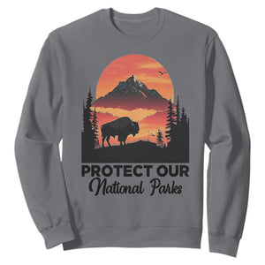 Protect Our National Parks Sweatshirt Bison Buffalo Vintage Graphic TS02 Charcoal Print Your Wear