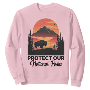 Protect Our National Parks Sweatshirt Bison Buffalo Vintage Graphic TS02 Light Pink Print Your Wear