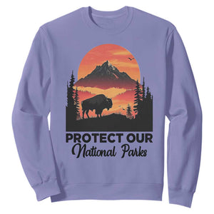 Protect Our National Parks Sweatshirt Bison Buffalo Vintage Graphic TS02 Violet Print Your Wear