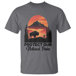 Protect Our National Parks T Shirt Bison Buffalo Vintage Graphic TS02 Charcoal Print Your Wear