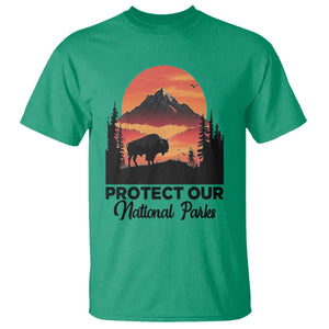 Protect Our National Parks T Shirt Bison Buffalo Vintage Graphic TS02 Irish Green Print Your Wear