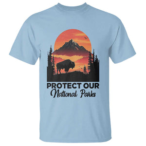 Protect Our National Parks T Shirt Bison Buffalo Vintage Graphic TS02 Light Blue Print Your Wear