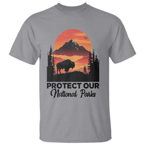 Protect Our National Parks T Shirt Bison Buffalo Vintage Graphic TS02 Sport Gray Print Your Wear